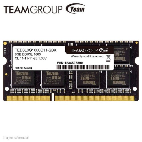 MEMORIA TEAMGROUP, 8GB, DDR3L, SODIMM, 1600MHZ, CL11-11-11-28 | TG 1.6 8GB