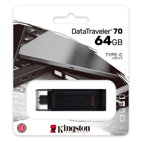 MEMORIA  USB KINGSTON DATATRAVELER 70, 64GB, USB-C 3.2 GEN1 | DT70