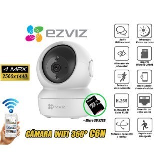 CAMARA EZVIZ WIFI INAL&Aacute;MBRICA 4MP GIRATORIA 360&deg; | CS-C6N-4MP