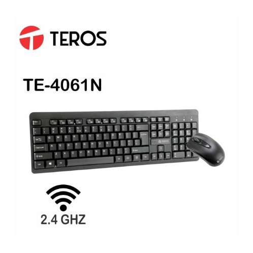 KIT INAL&Aacute;MBRICO MULTIMENDIA TECLADO + MOUSE TE4061N, 2.4GHZ, RECEPTOR NANO USB, NEGRO.